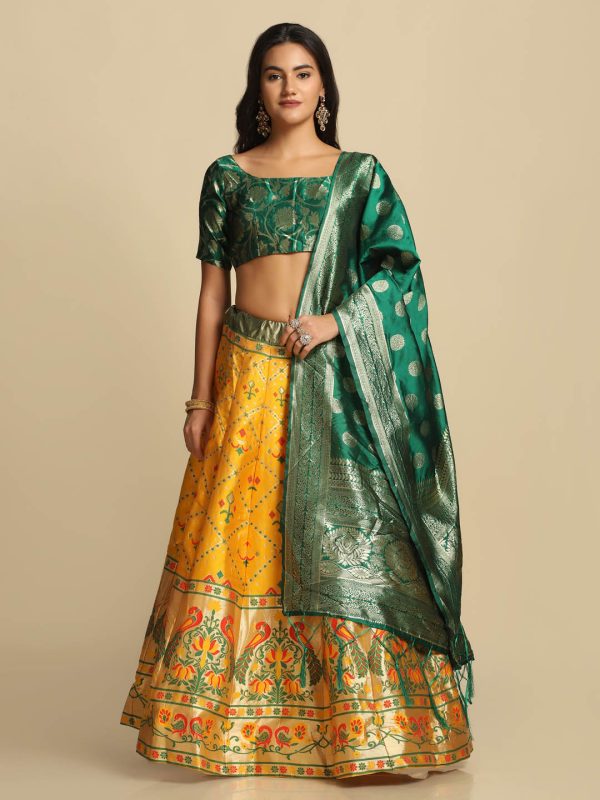 Woven Yellow Lehenga Choli