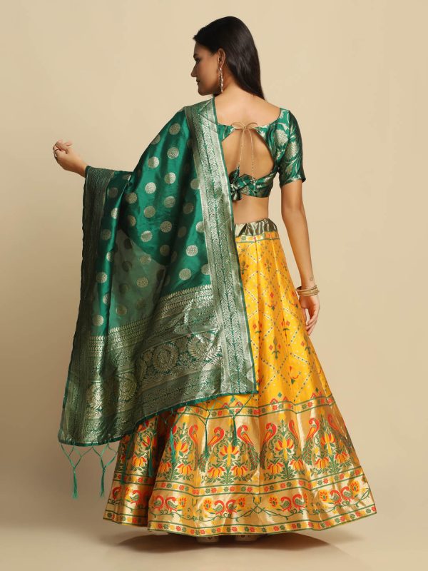 Woven Yellow Lehenga Choli