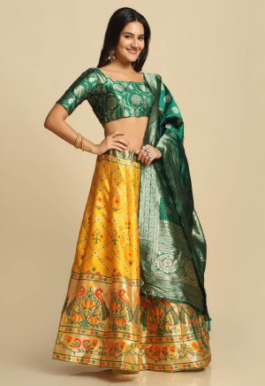 Woven Yellow Lehenga Choli