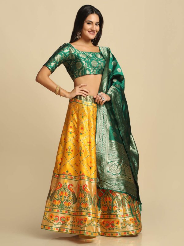 Woven Yellow Lehenga Choli