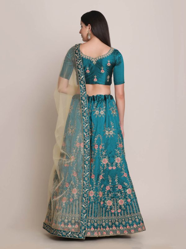 Silk Embroidered Green Lehenga