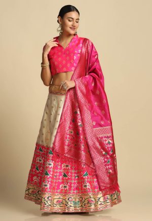 Woven Pink Lehenga Choli