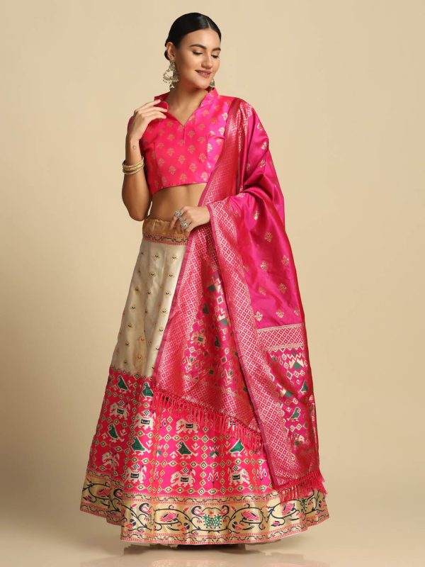 Woven Pink Lehenga Choli