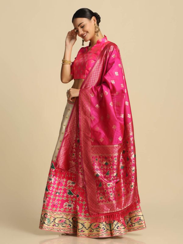 Woven Pink Lehenga Choli