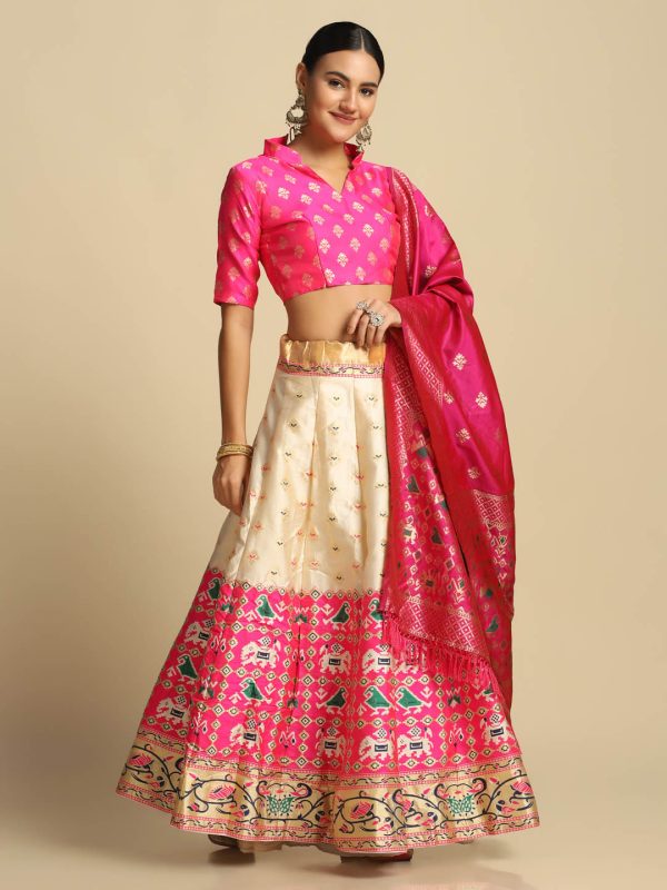 Woven Pink Lehenga Choli