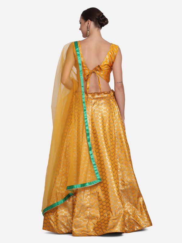 Yellow Banarasi Lehenga Choli