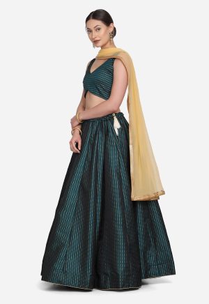 Woven Work Rama Lehenga Choli