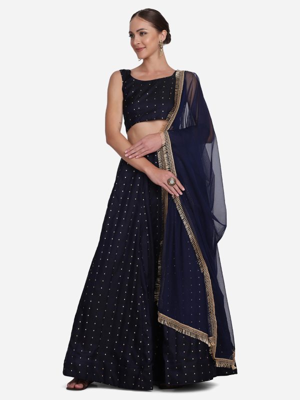 Foil Work Blue Lehenga Choli