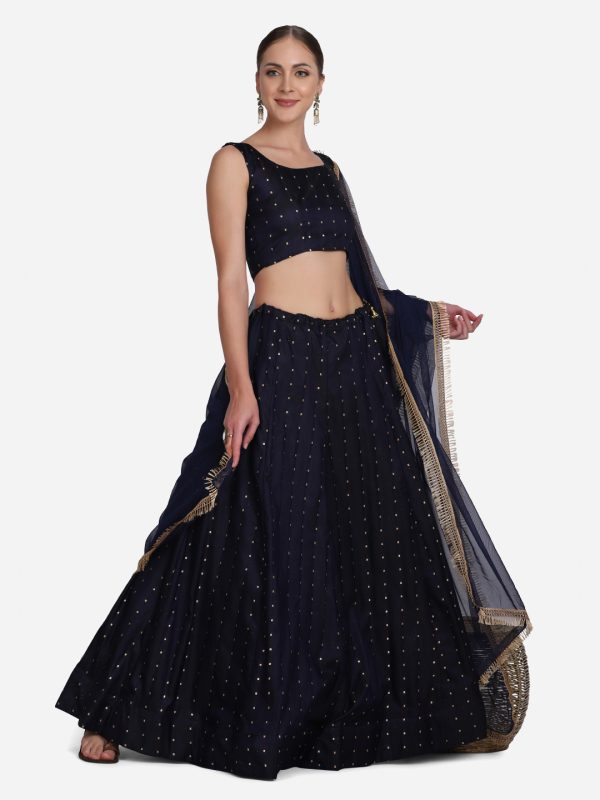 Foil Work Blue Lehenga Choli