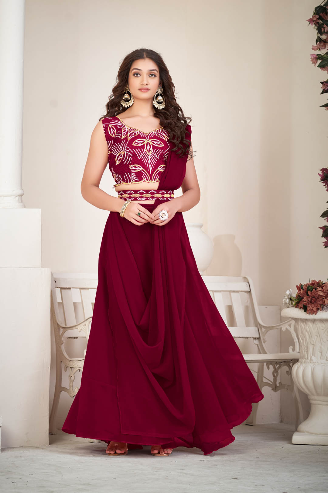 Maroon Festive Lehenga Choli