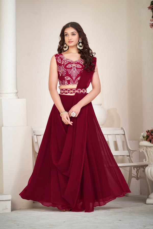 Maroon Festive Lehenga Choli