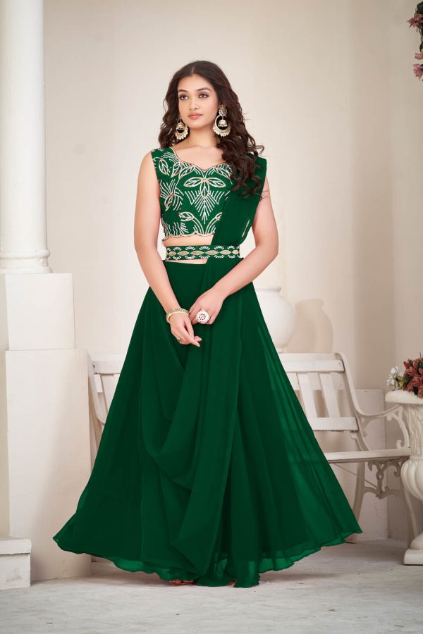 Green Festive Lehenga Choli