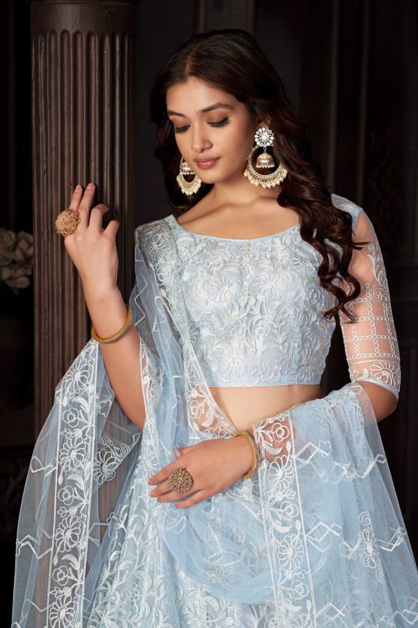 Sky Blue Net Lehenga Choli