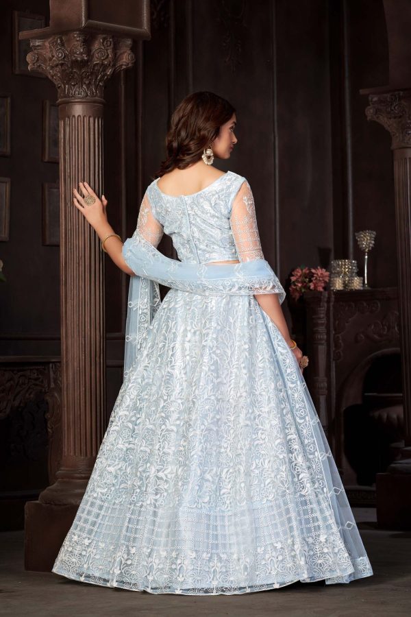 Sky Blue Net Lehenga Choli