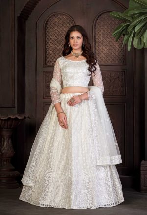 White Net Lehenga Choli