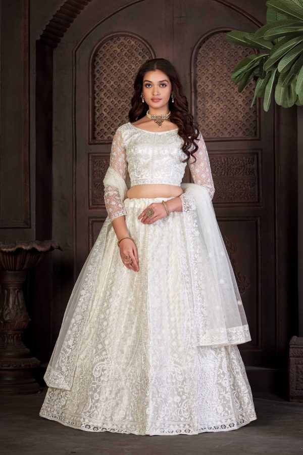 White Net Lehenga Choli