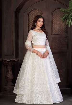 White Net Lehenga Choli