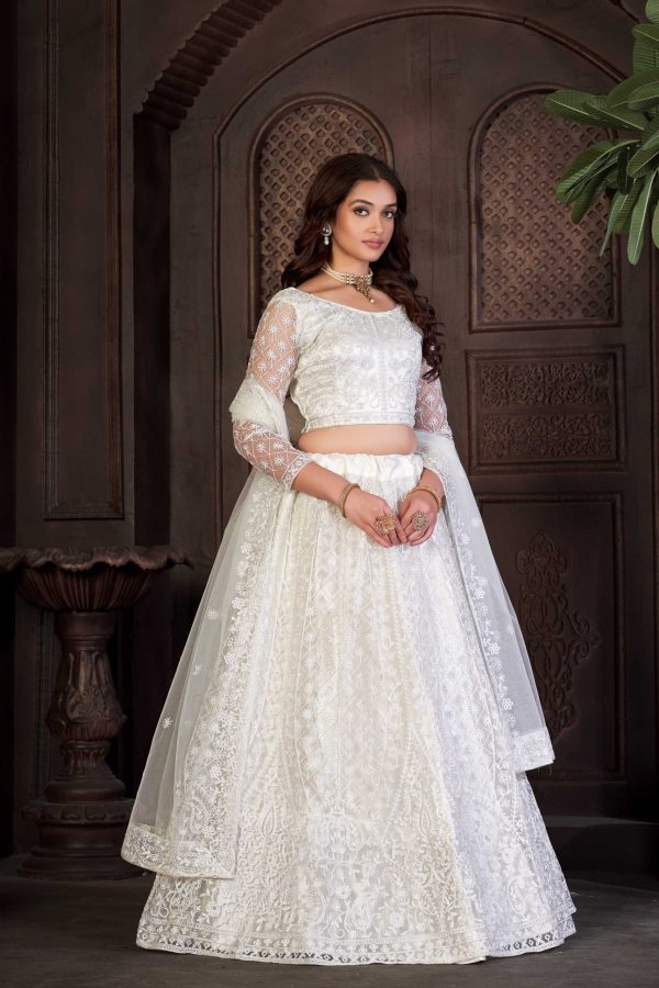 White Net Lehenga Choli