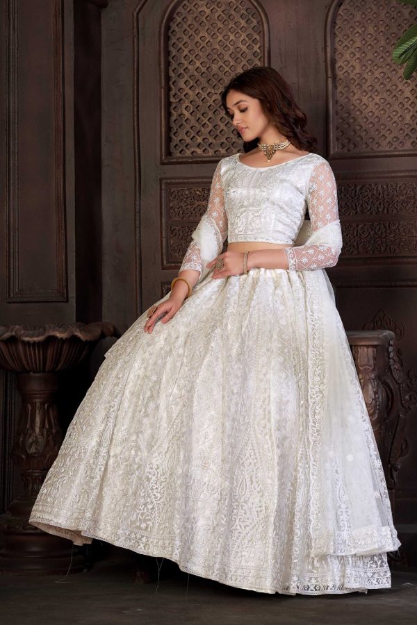 White Net Lehenga Choli