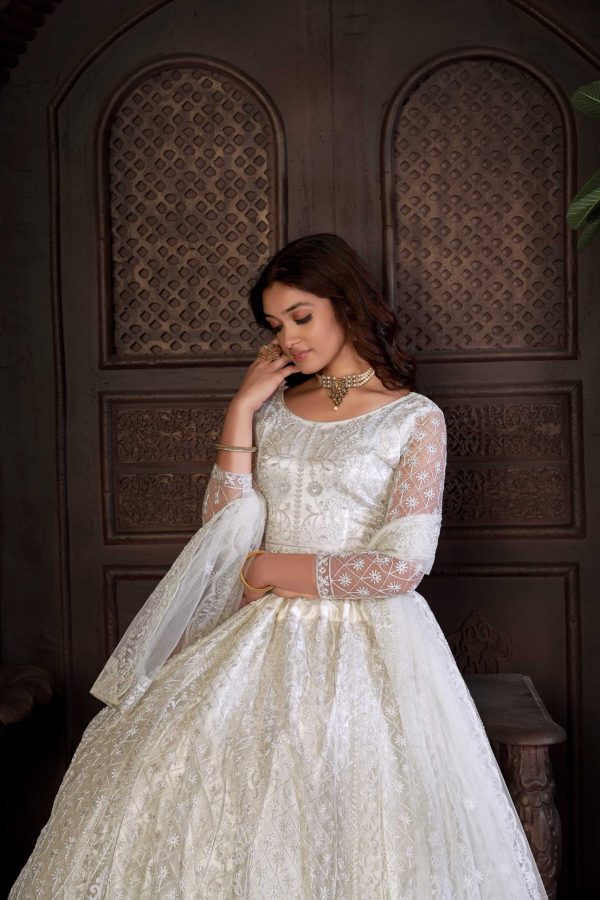 White Net Lehenga Choli