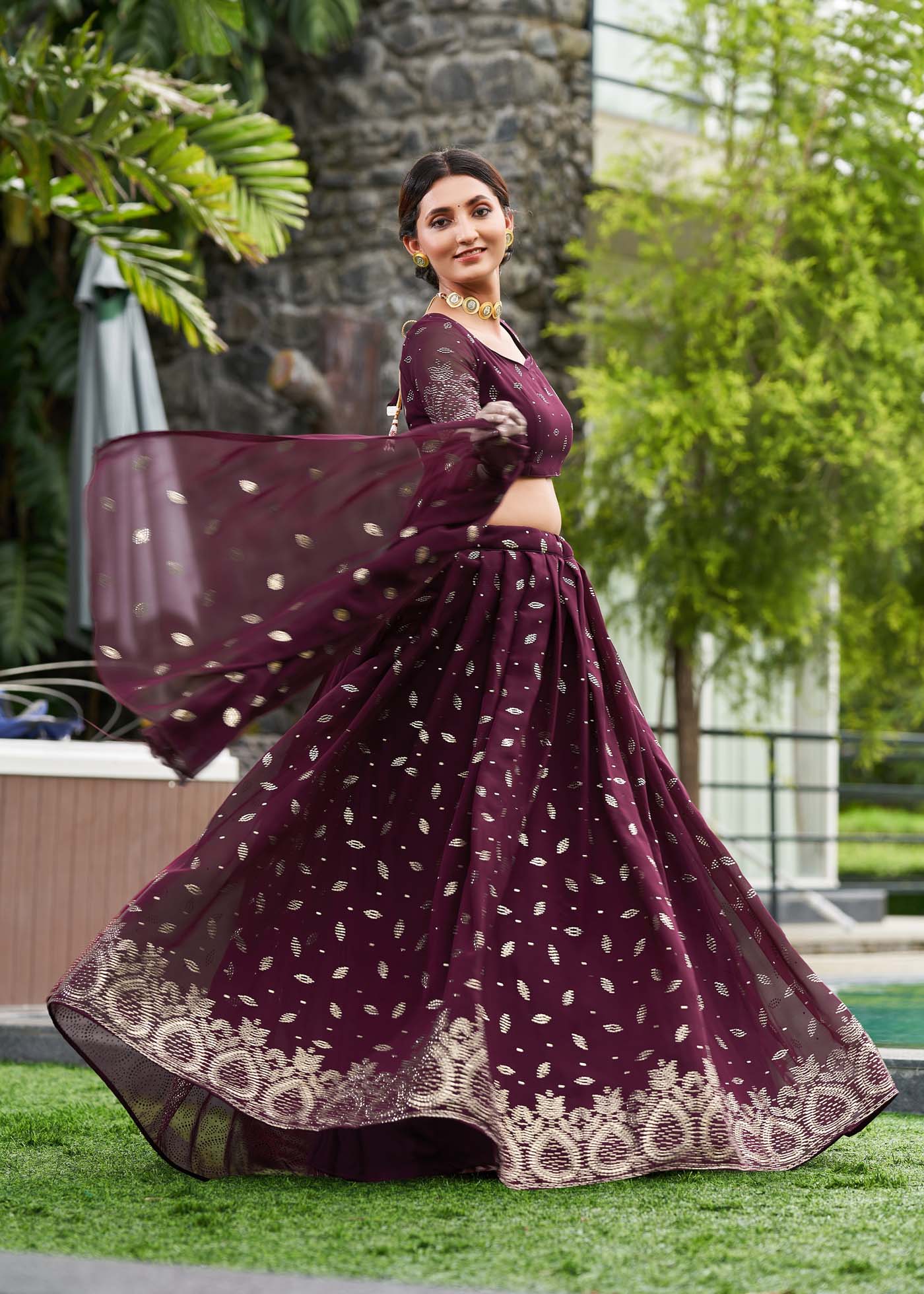 Purple Party Wear Lehenga