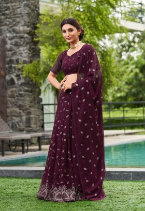 Purple Party Wear Lehenga