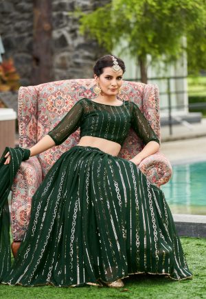 Party Wear Green Lehenga Choli