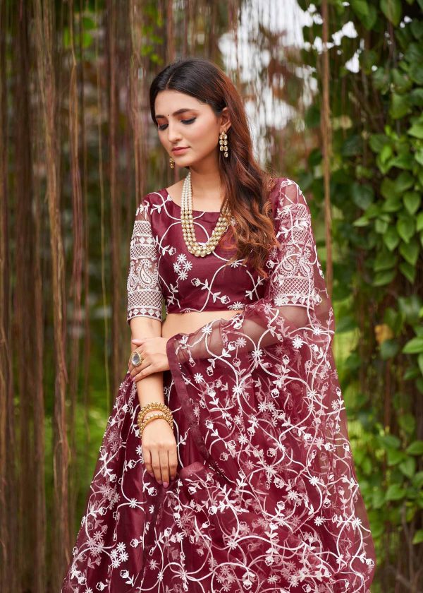 Maroon Net Lehenga Choli