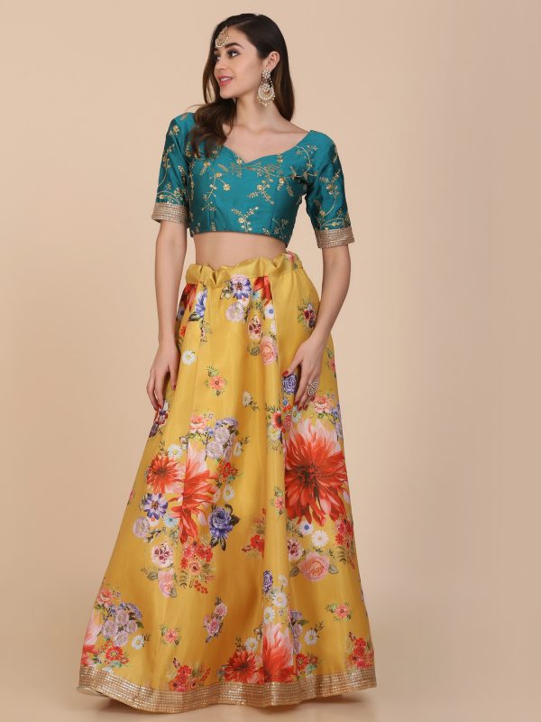 Yellow Floral Printed Lehenga Choli