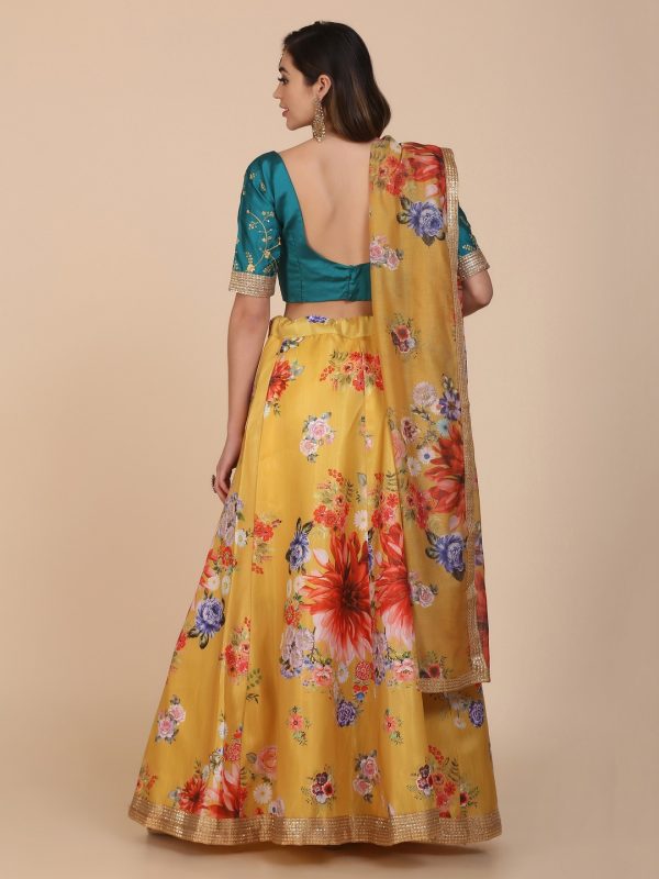 Yellow Floral Printed Lehenga Choli