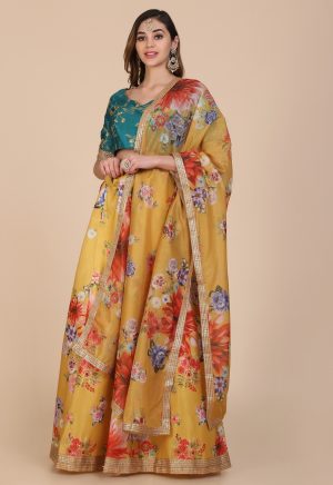 Yellow Floral Printed Lehenga Choli