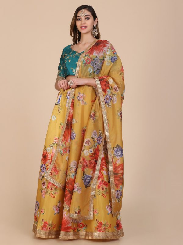 Yellow Floral Printed Lehenga Choli