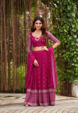 Party Wear Pink Lehenga Choli