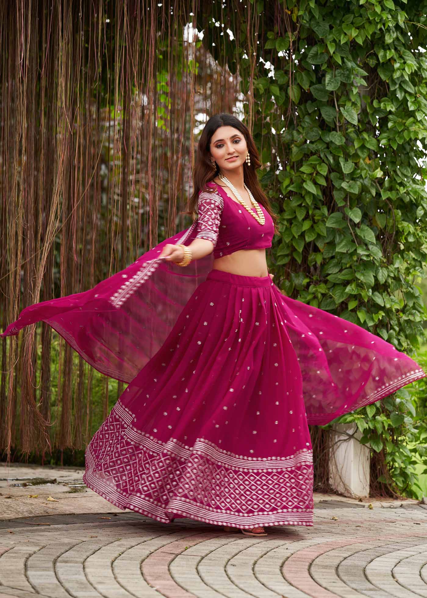 Party Wear Pink Lehenga Choli