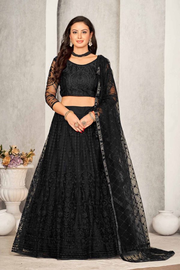 Black Net Party Wear Lehenga