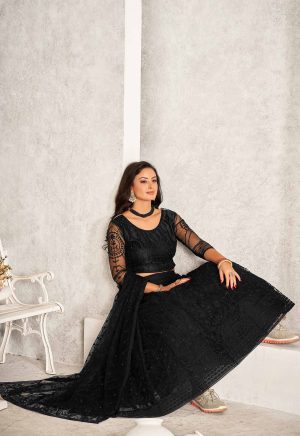 Black Net Party Wear Lehenga