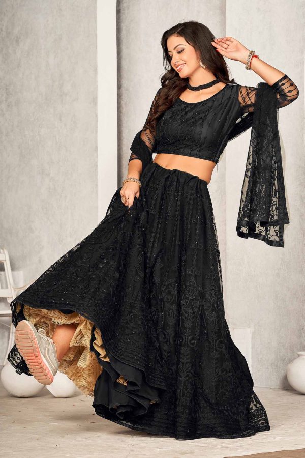 Black Net Party Wear Lehenga