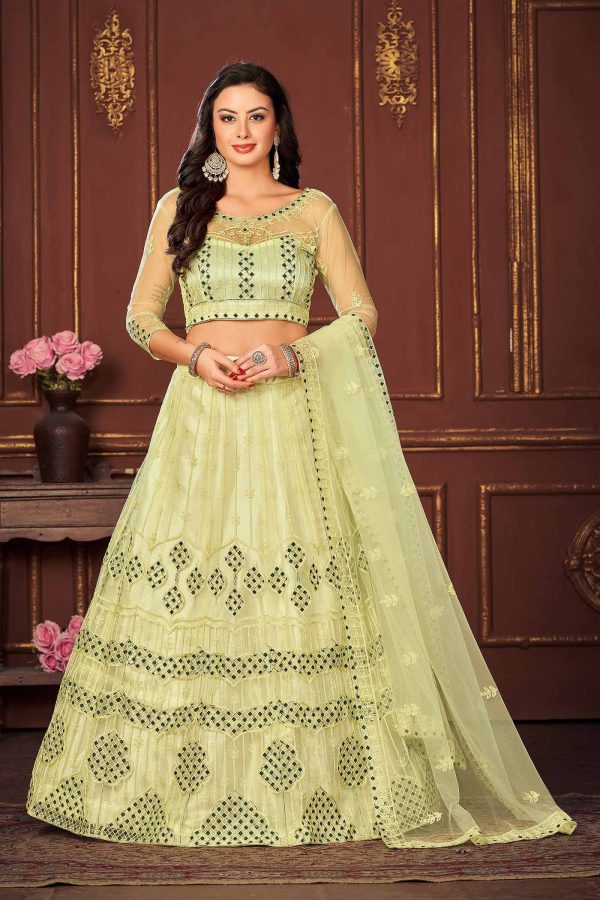 Yellow Net Lehenga Choli