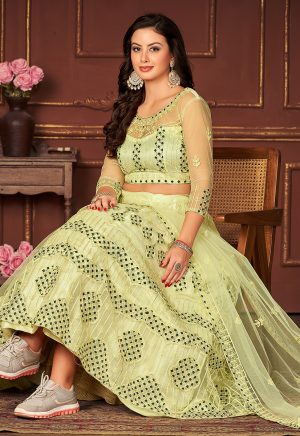 Yellow Net Lehenga Choli