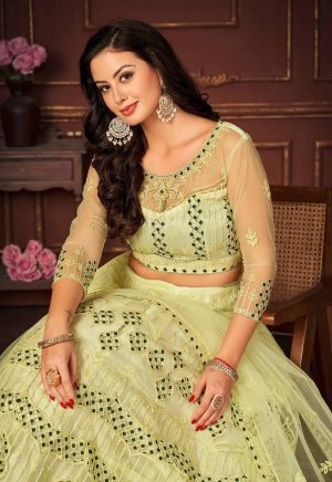 Yellow Net Lehenga Choli