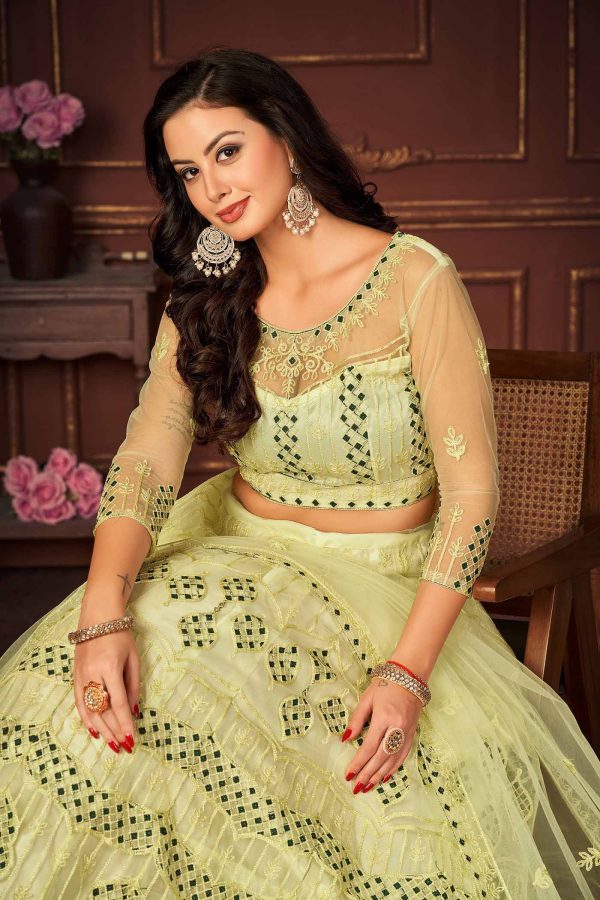 Yellow Net Lehenga Choli