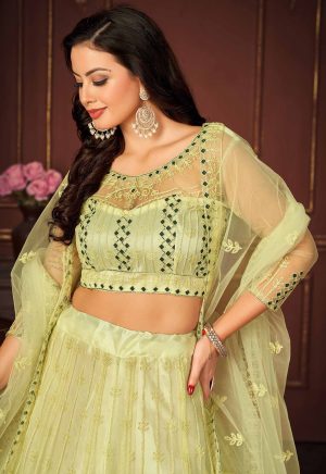 Yellow Net Lehenga Choli