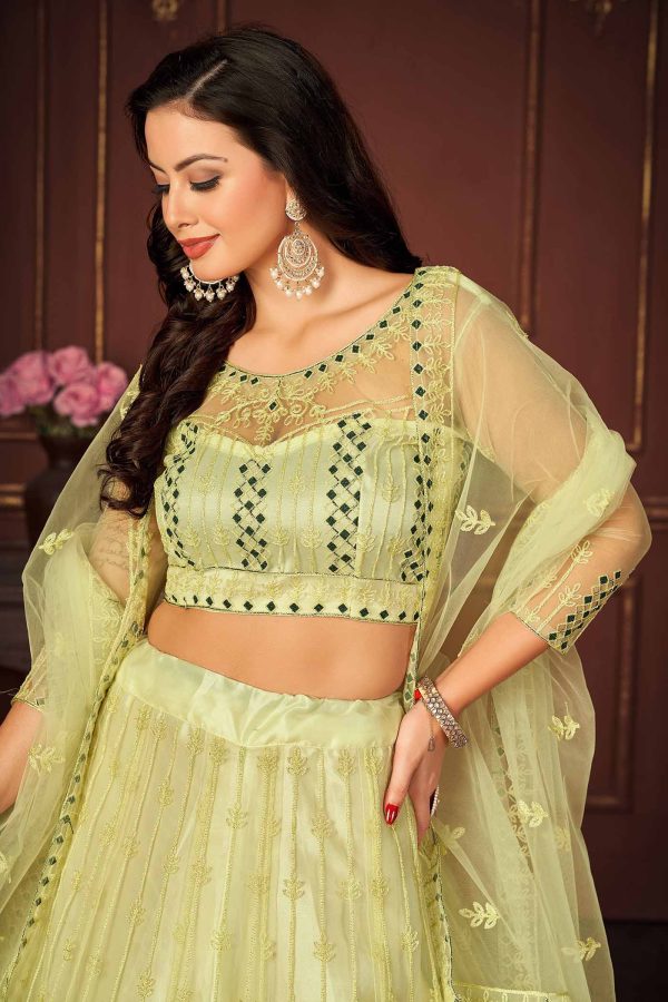 Yellow Net Lehenga Choli