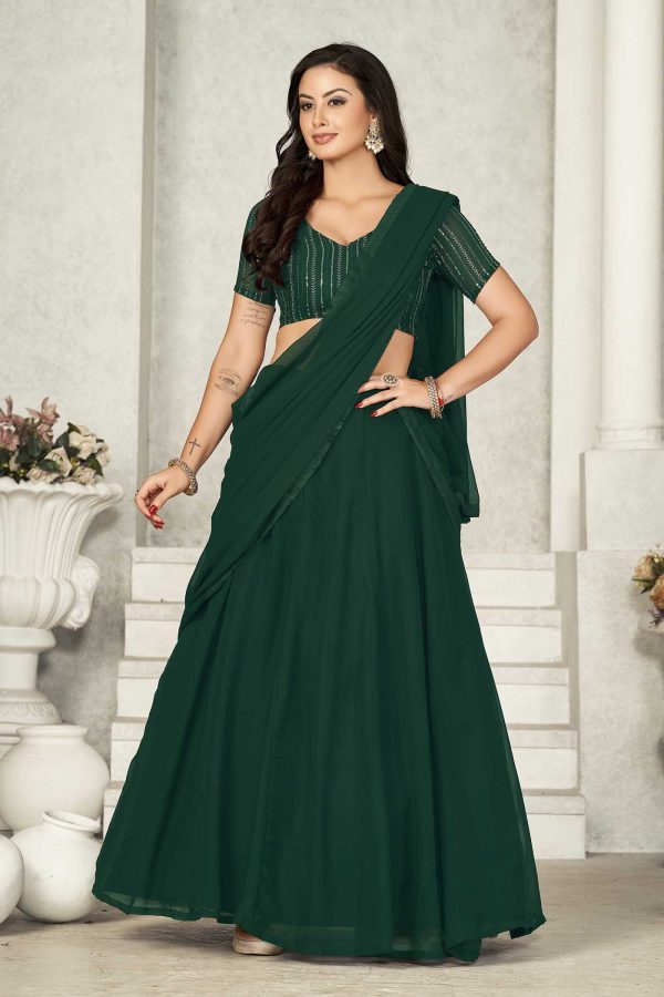 Stylish Plain Green Lehenga