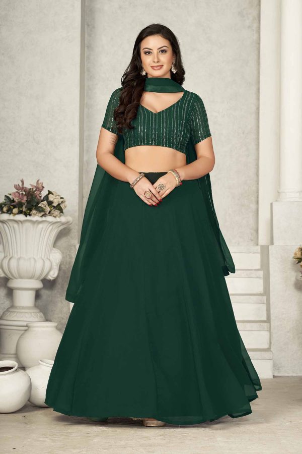 Stylish Plain Green Lehenga