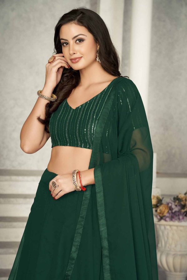 Stylish Plain Green Lehenga