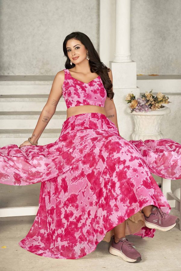 Pink Printed Lehenga Choli