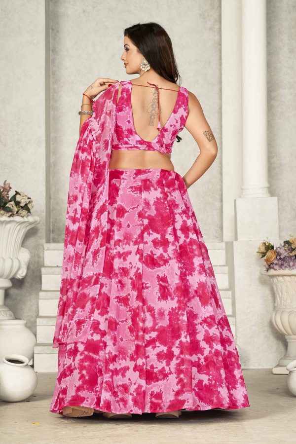 Pink Printed Lehenga Choli