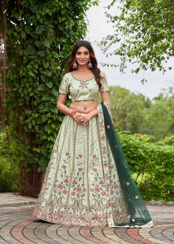 Pista Embroidered Lehenga Choli