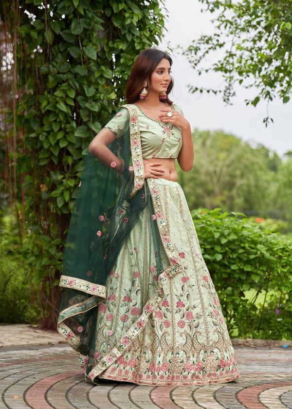 Pista Embroidered Lehenga Choli